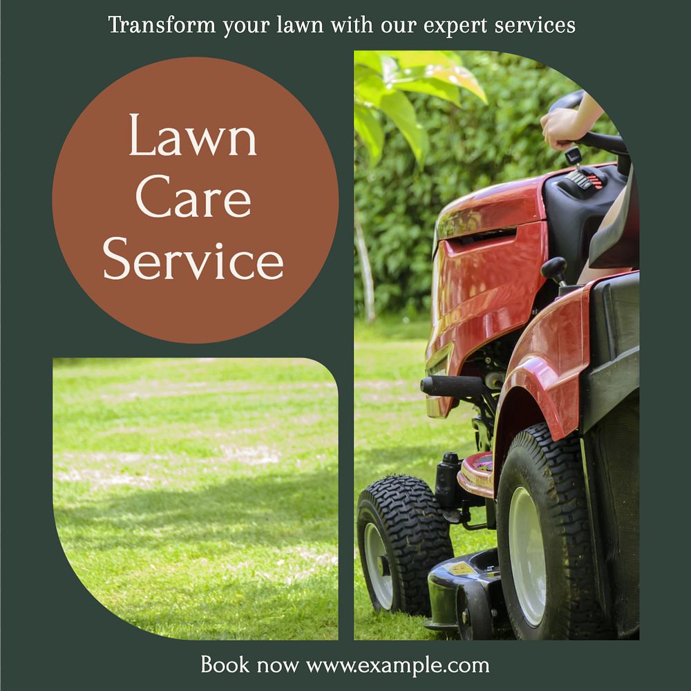 Lawn care service Instagram post template, editable text