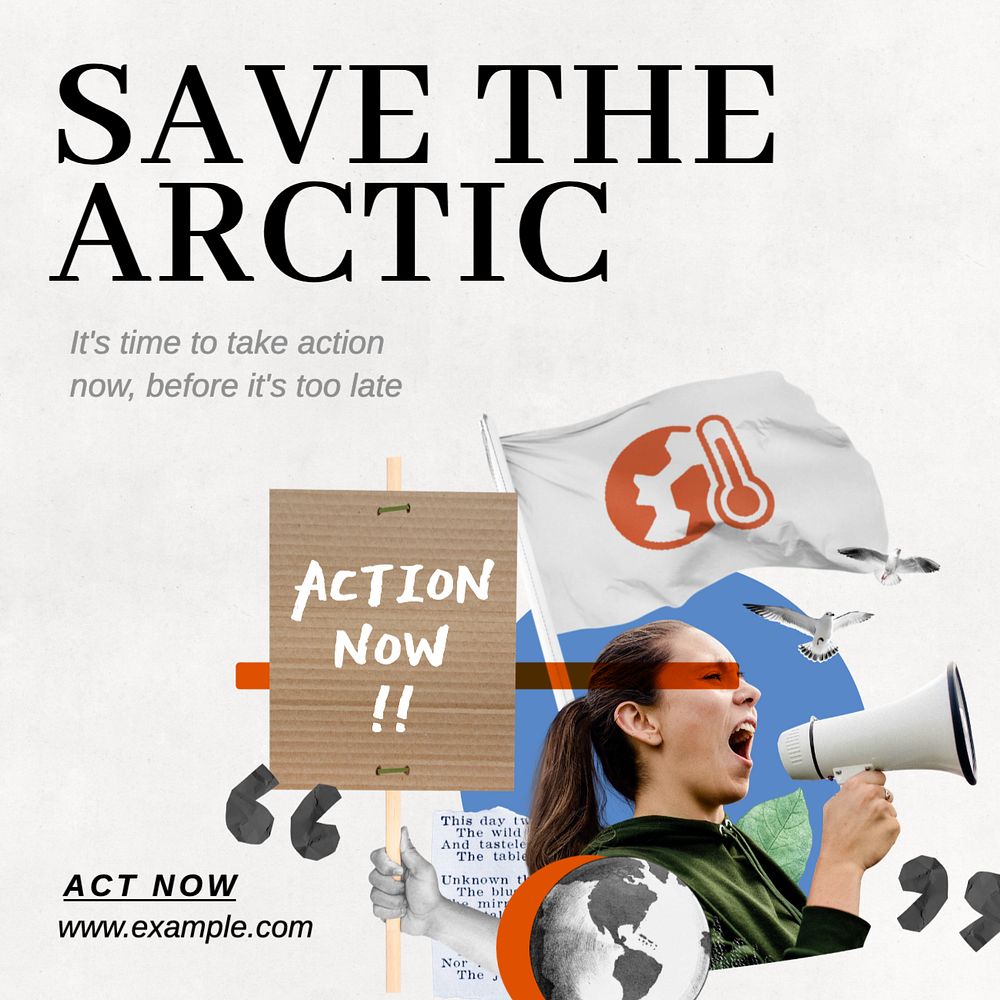 Save the arctic Instagram post template, editable text