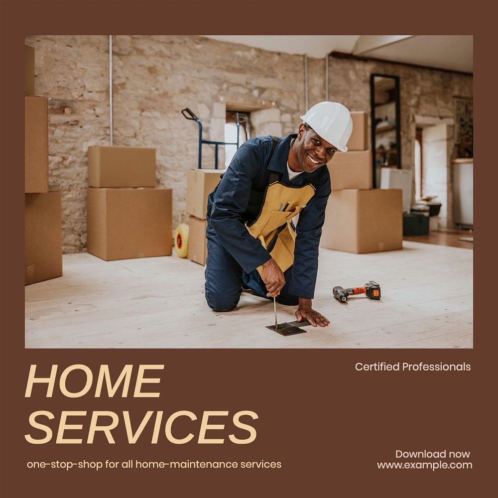 Home services Instagram post template, editable text