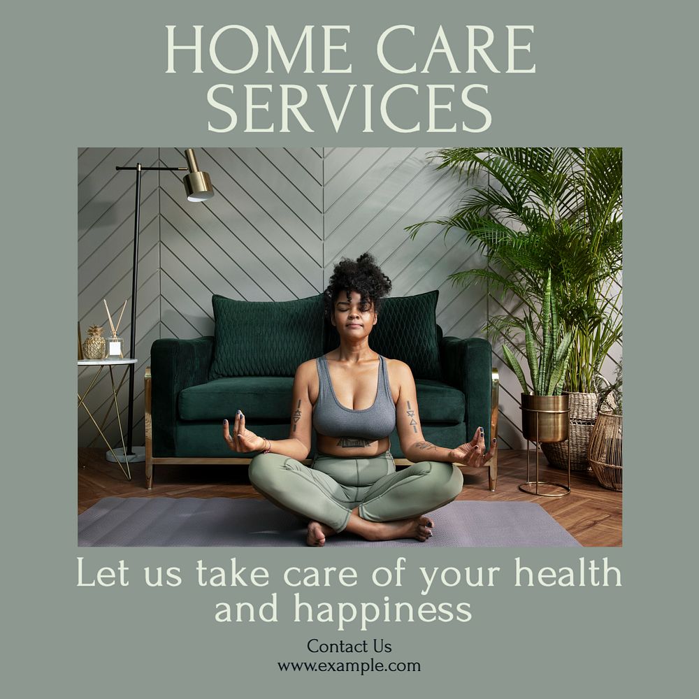 Home care services Instagram post template, editable text