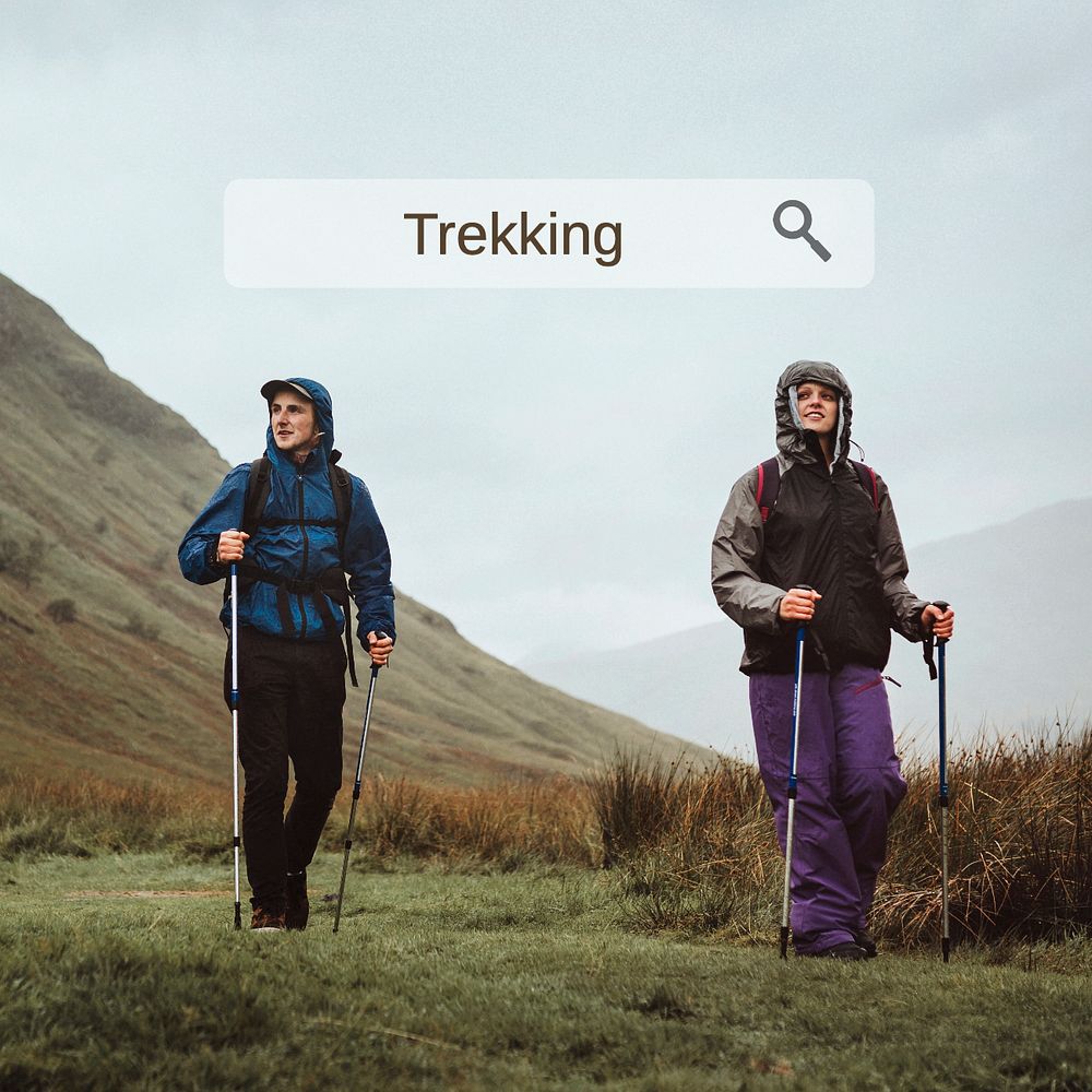 Trekking Instagram post template, editable text