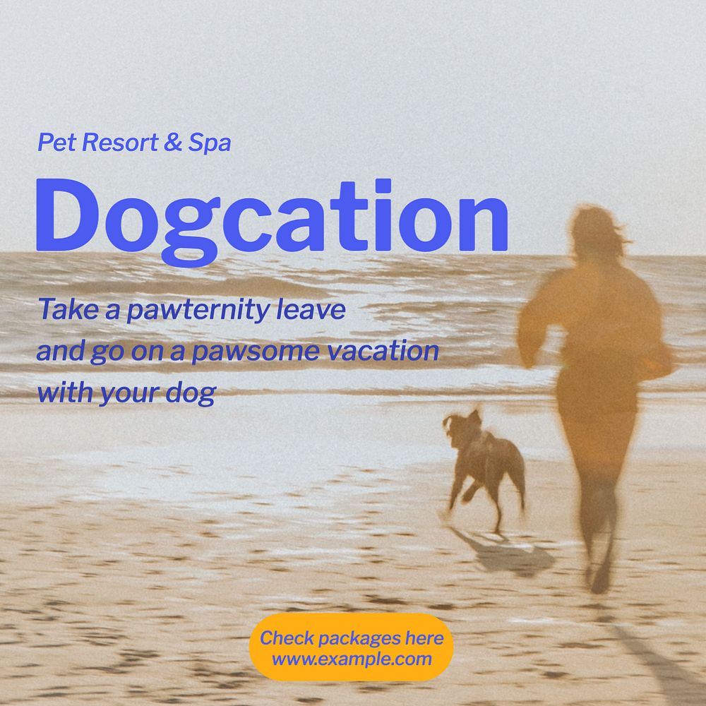 Dog vacation Instagram post template, editable text