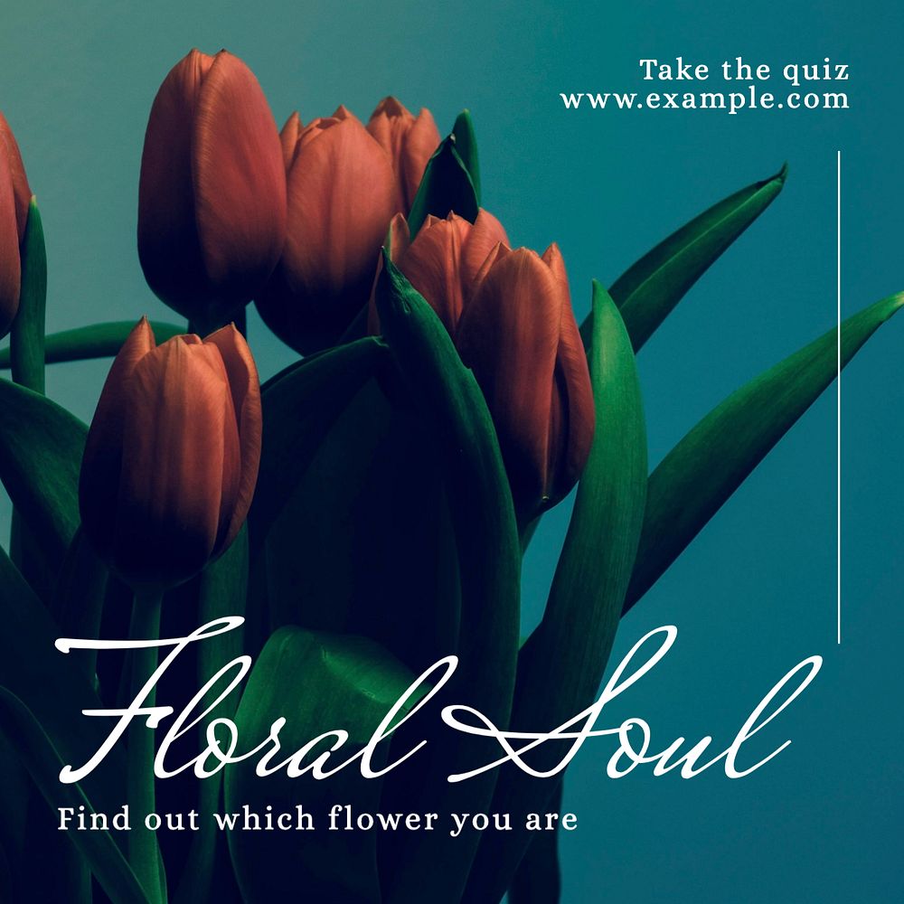 Floral soul quiz Instagram post template, editable text