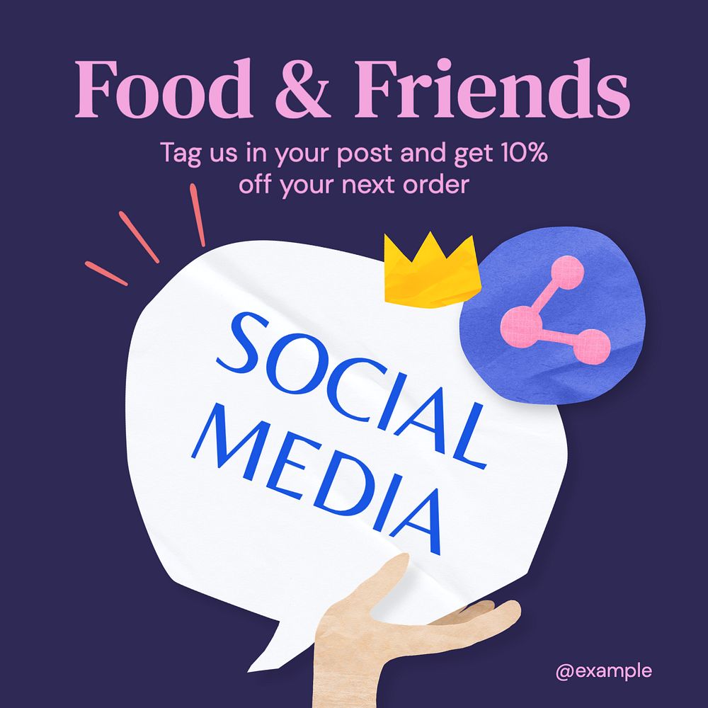 Food & friends Instagram post template, editable text