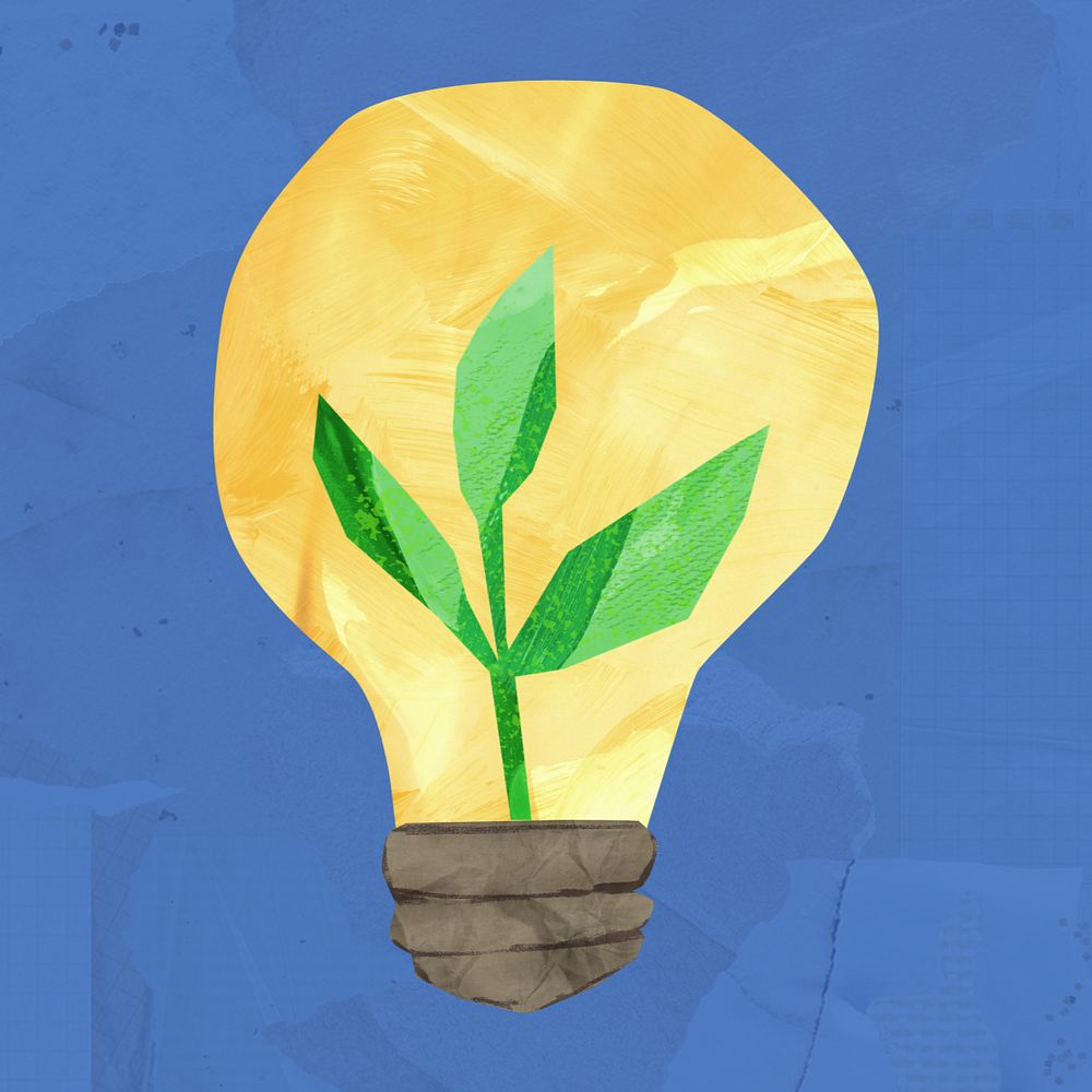 Light bulb plant, environment paper craft, editable design