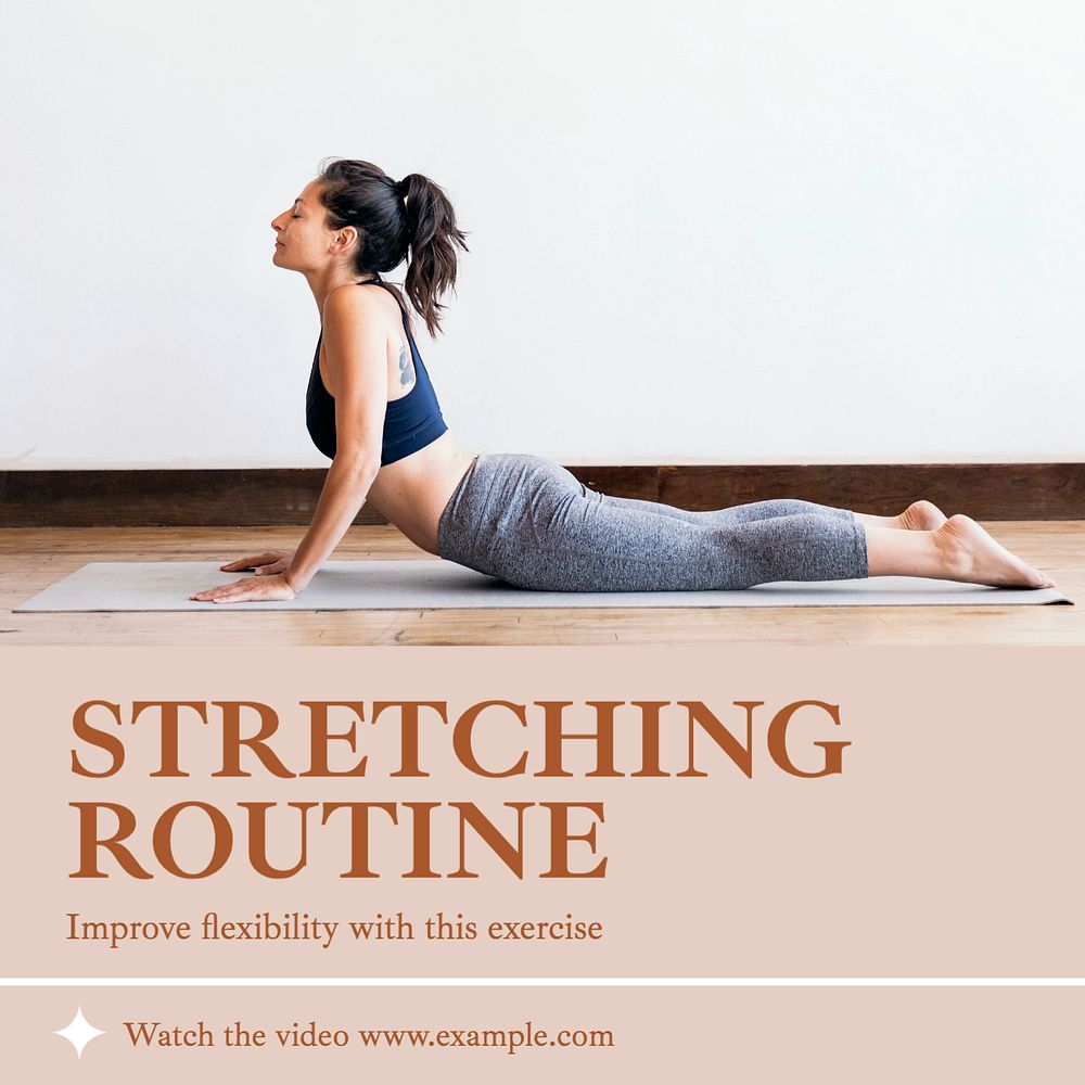 Stretching routine Instagram post template, editable text