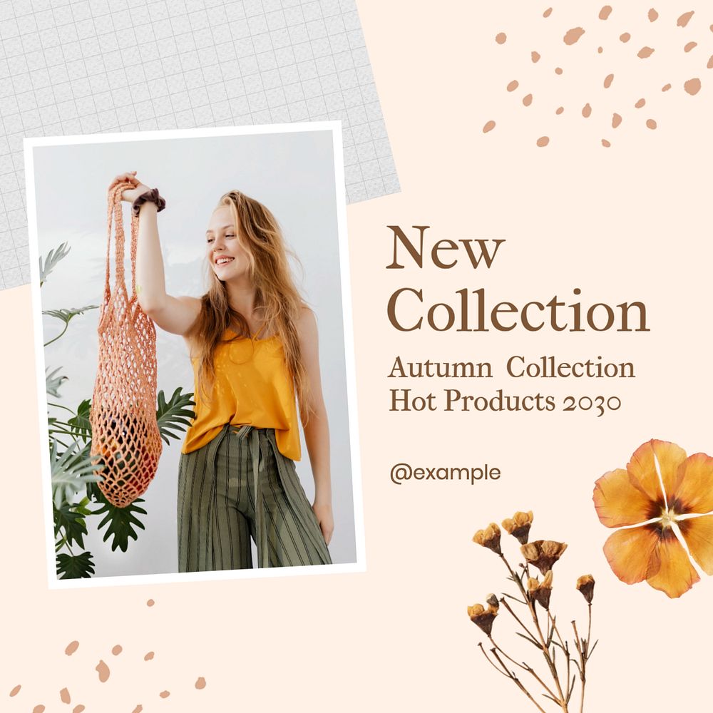 New collection Instagram post template, editable text