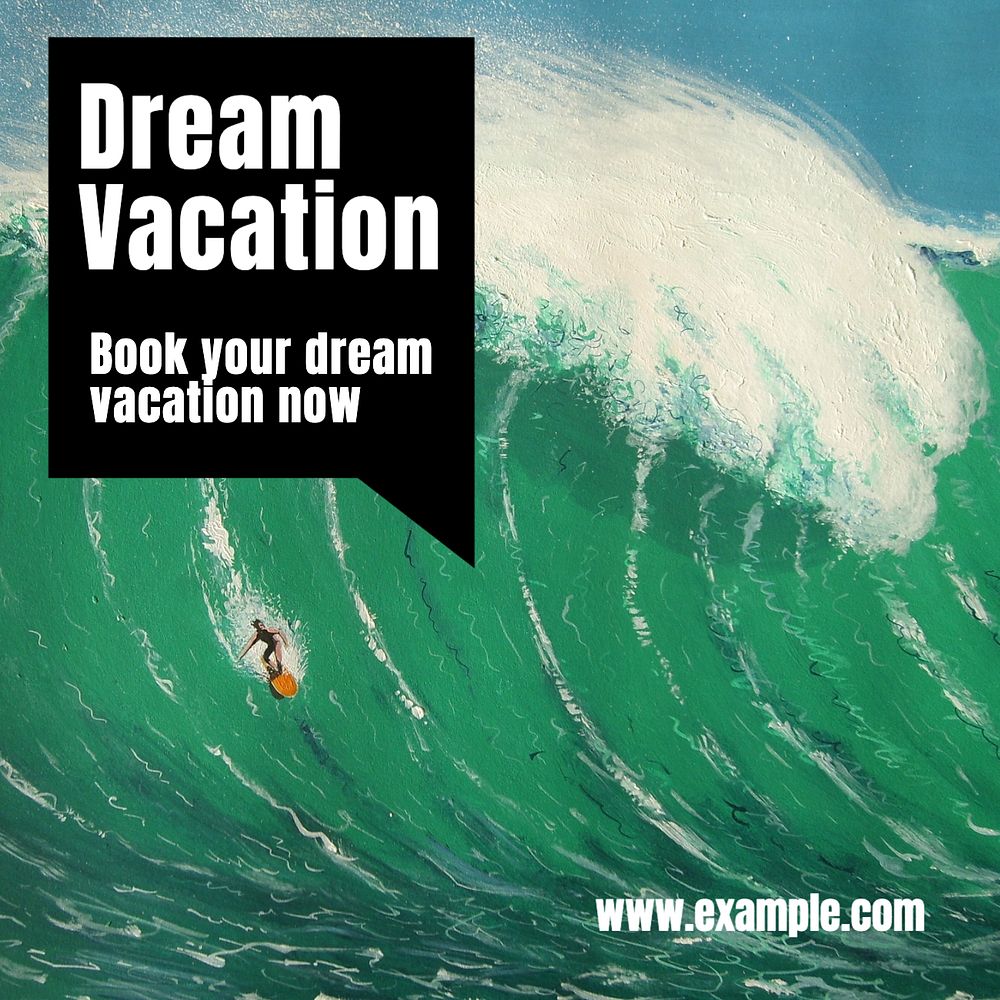 Dream vacation Instagram post template, editable text