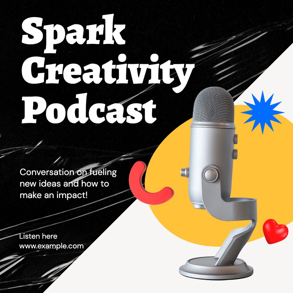 Spark creativity podcast Instagram post template, editable text