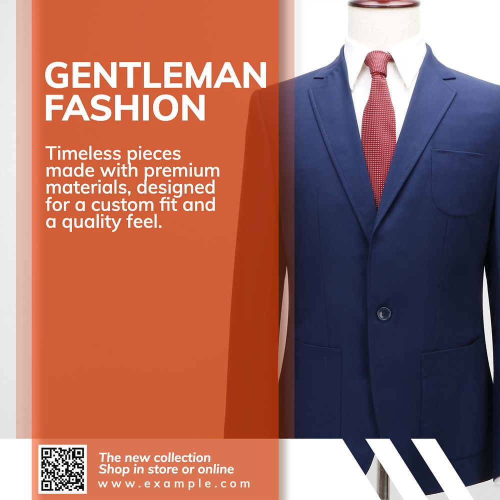 Gentleman fashion Instagram post template, editable text