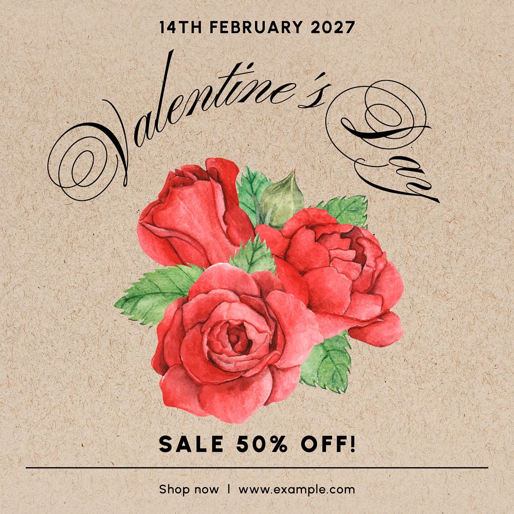 Valentine's day sale Instagram post template, editable text