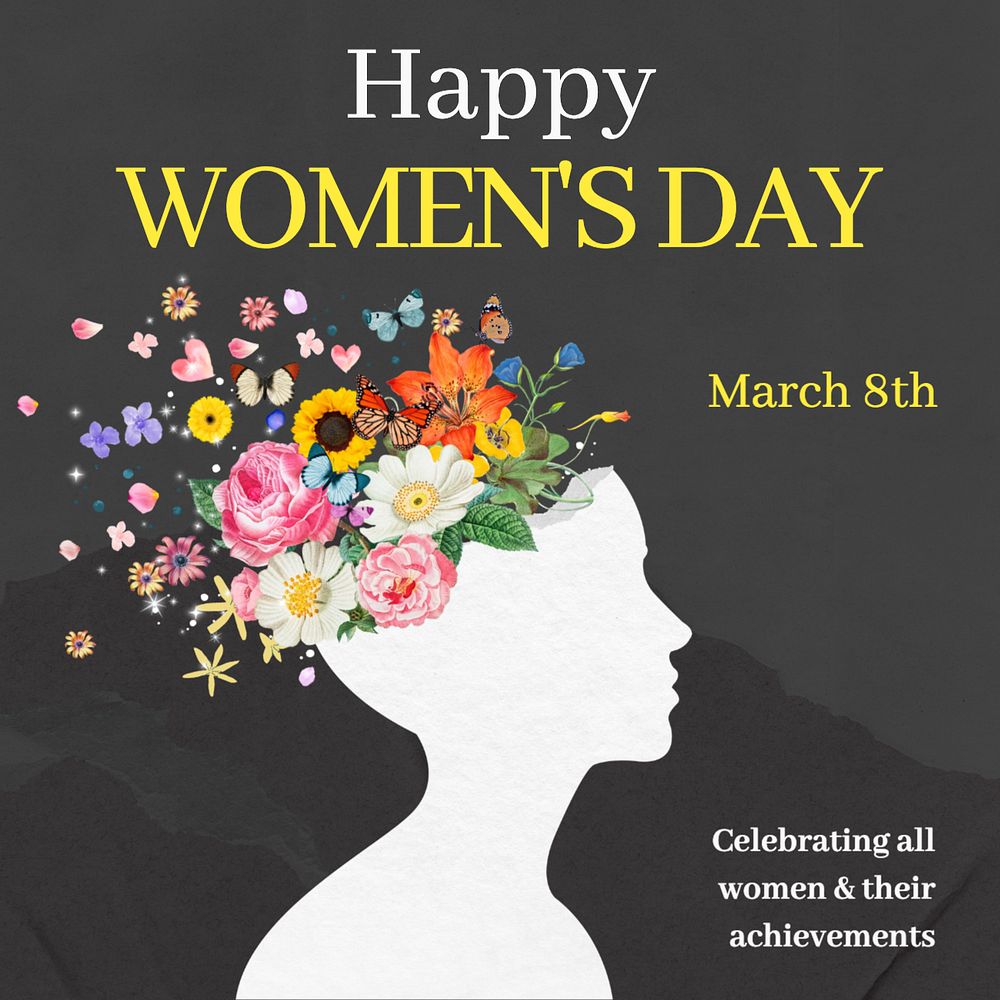 Women's day Instagram post template, editable text