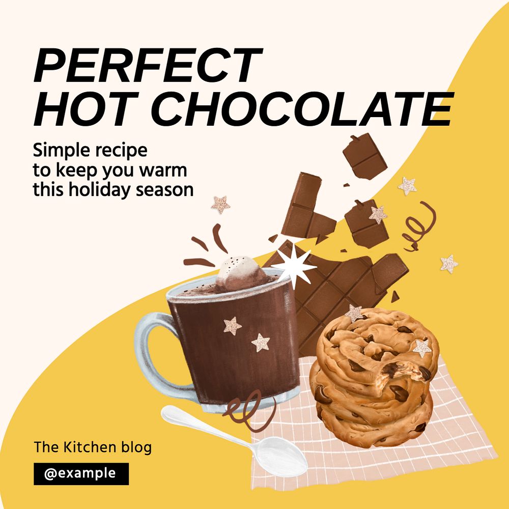 Perfect hot chocolate Instagram post template, editable text