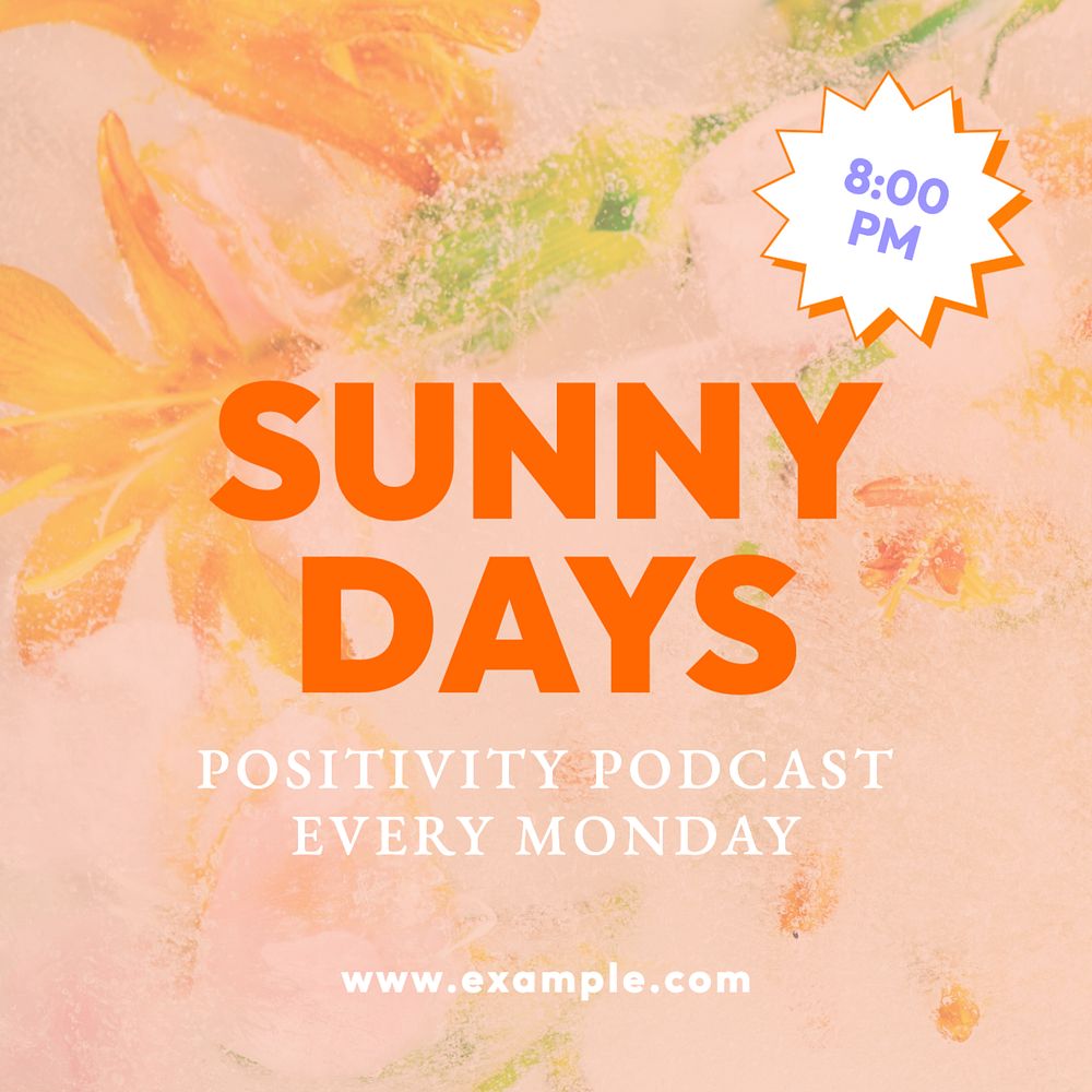 Sunny days podcast Instagram post template, editable design