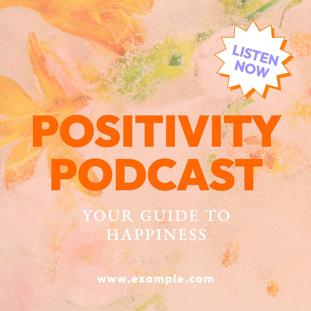 Positivity podcast Instagram post template, editable design