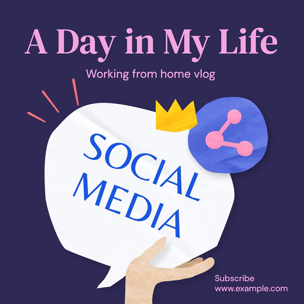 A day in my life Instagram post template, editable text