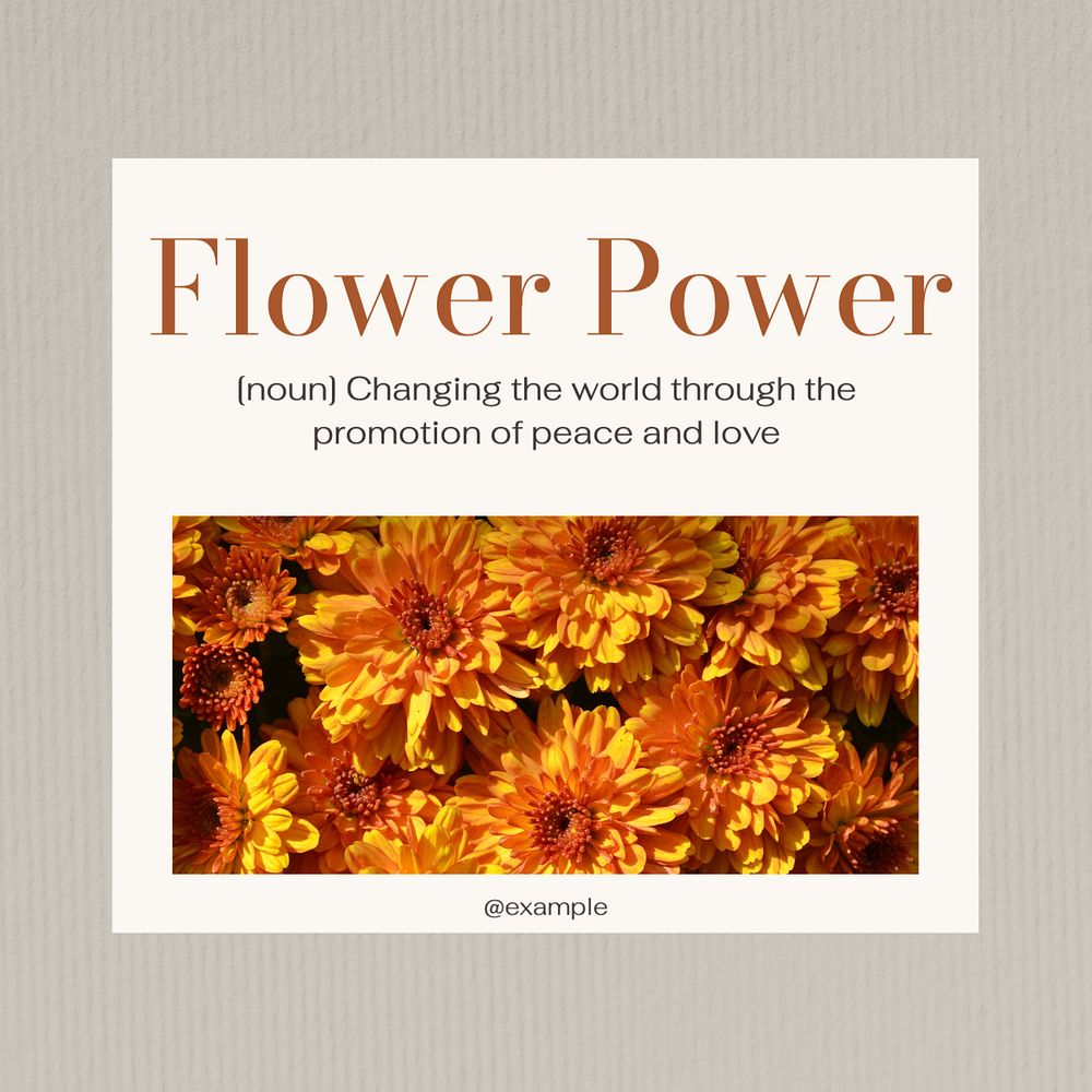 Flower power Instagram post template, editable text