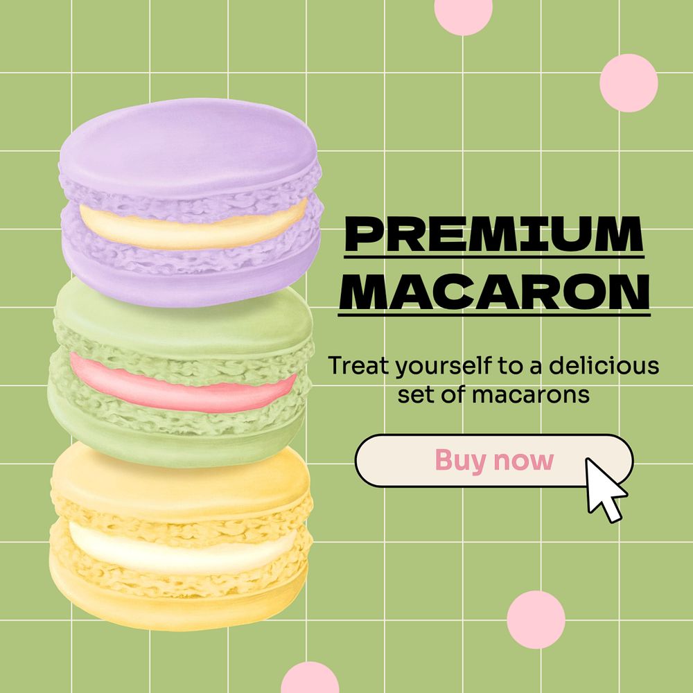 Premium macaron Instagram post template, editable text