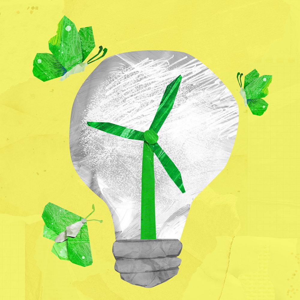 Wind turbine bulb, environment paper craft, editable design