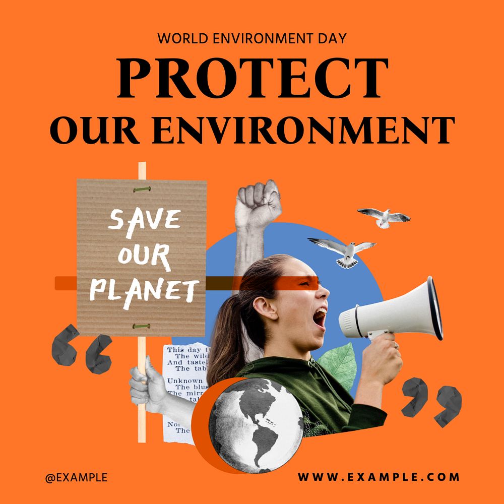 Protect environment Instagram post template, editable text