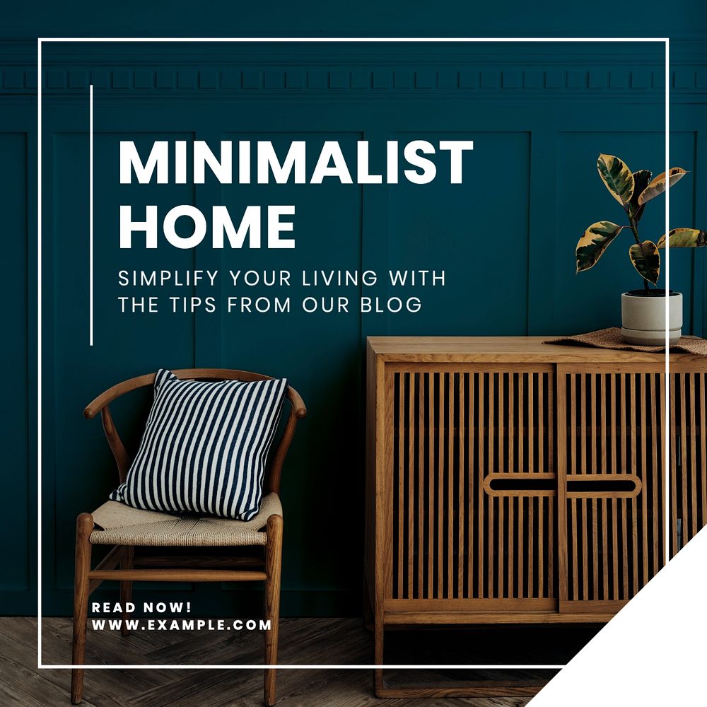 Minimalist home decor Instagram post template, editable text