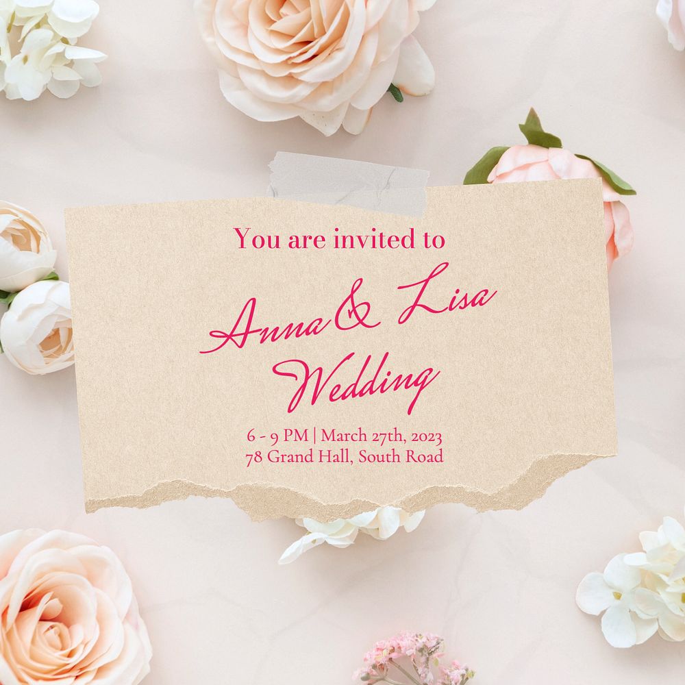 LGBT wedding Instagram post template, editable text