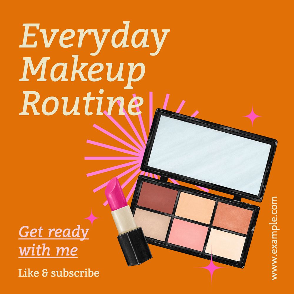 Everyday makeup routine Instagram post template, editable text