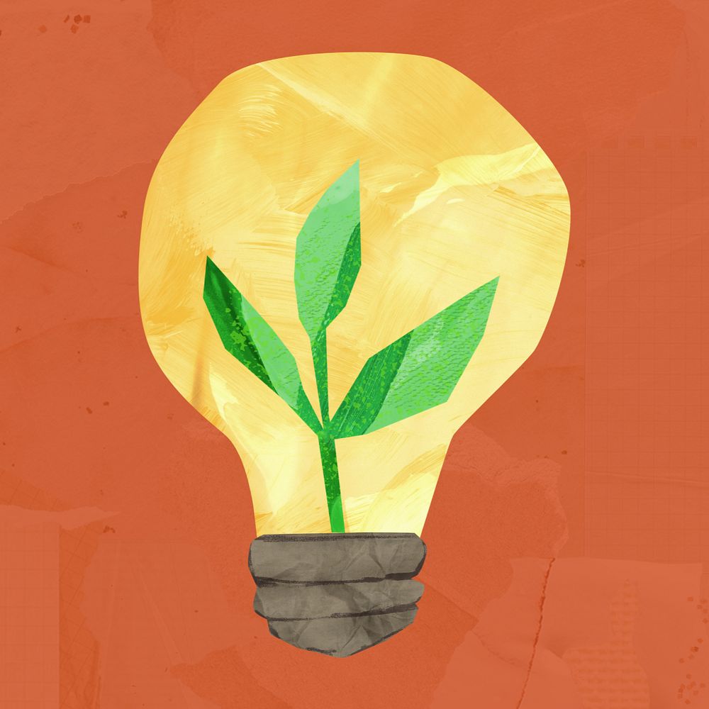 Light bulb plant, environment paper craft, editable design