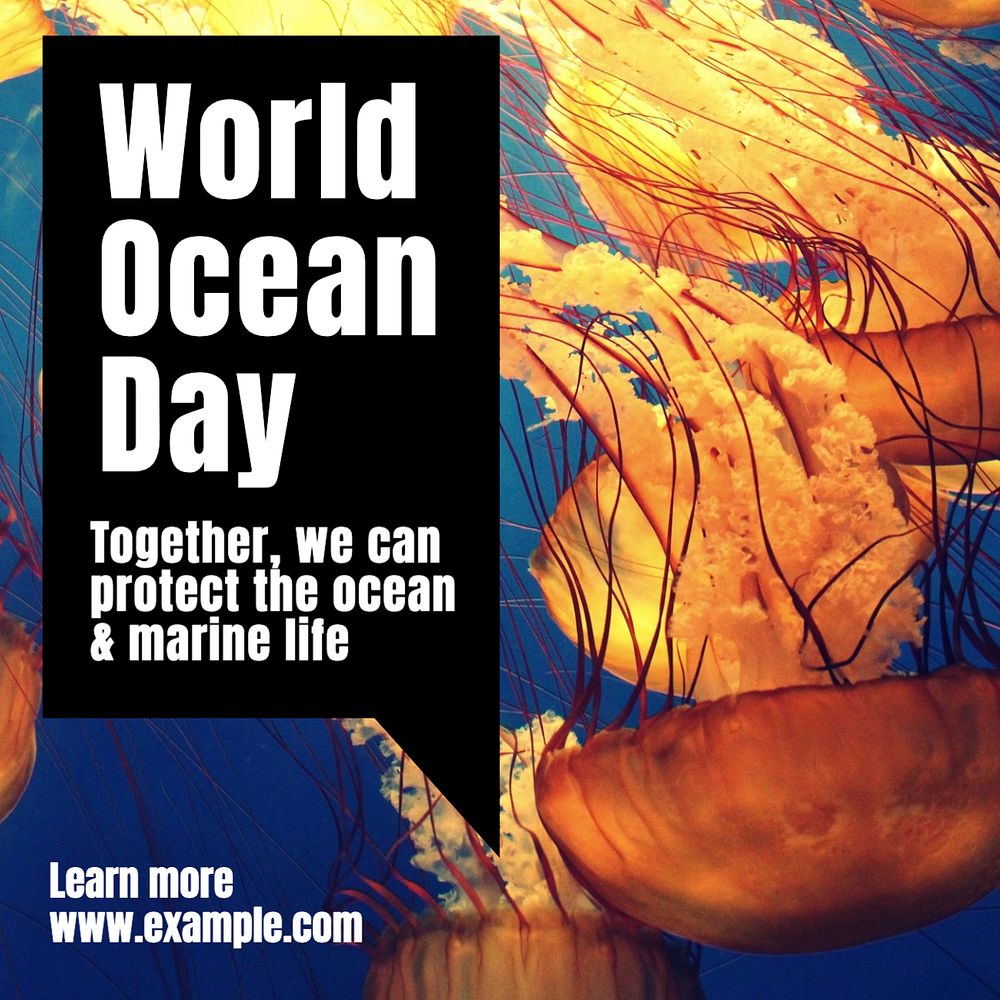 World ocean day Instagram post template, editable text