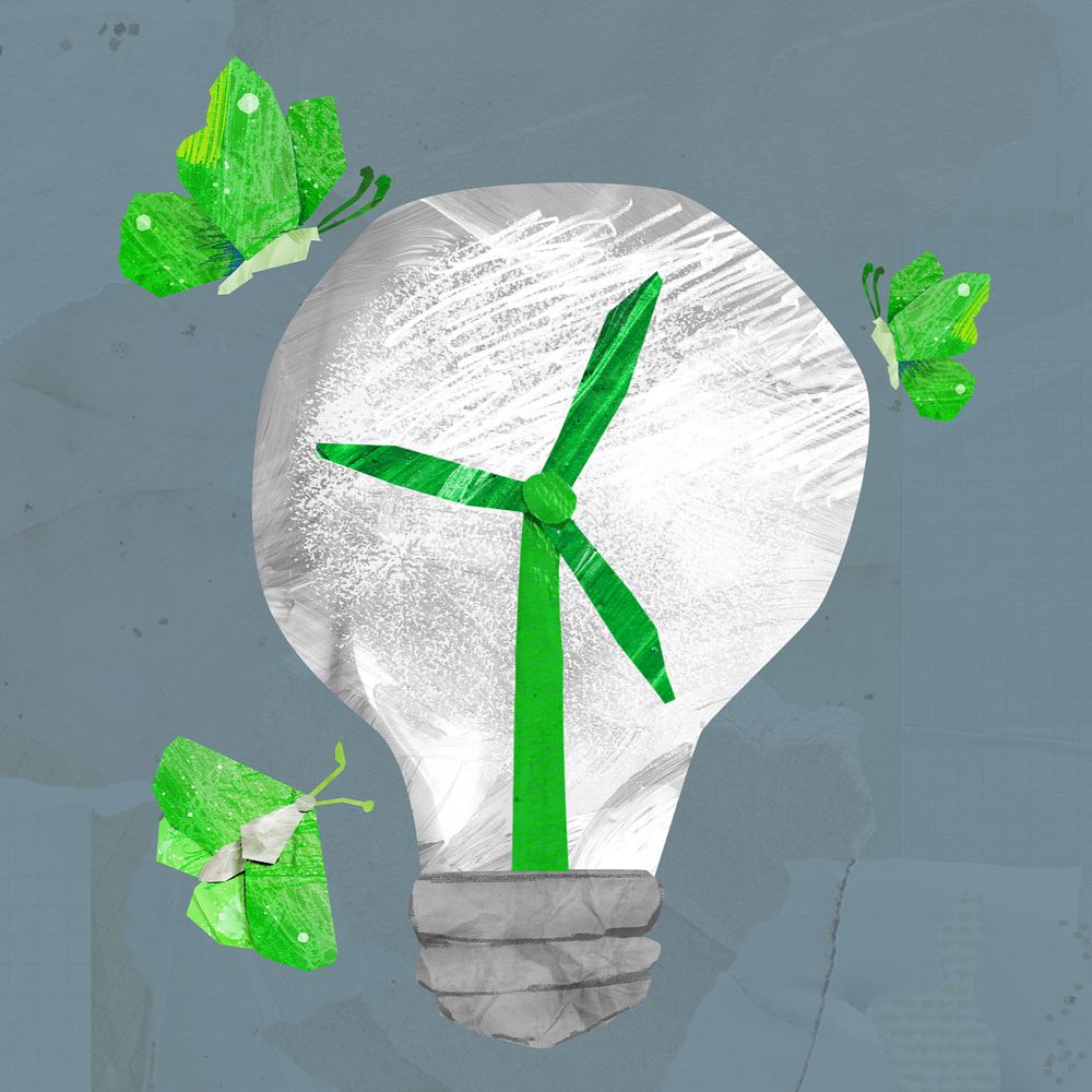 Wind turbine bulb, environment paper craft, editable design