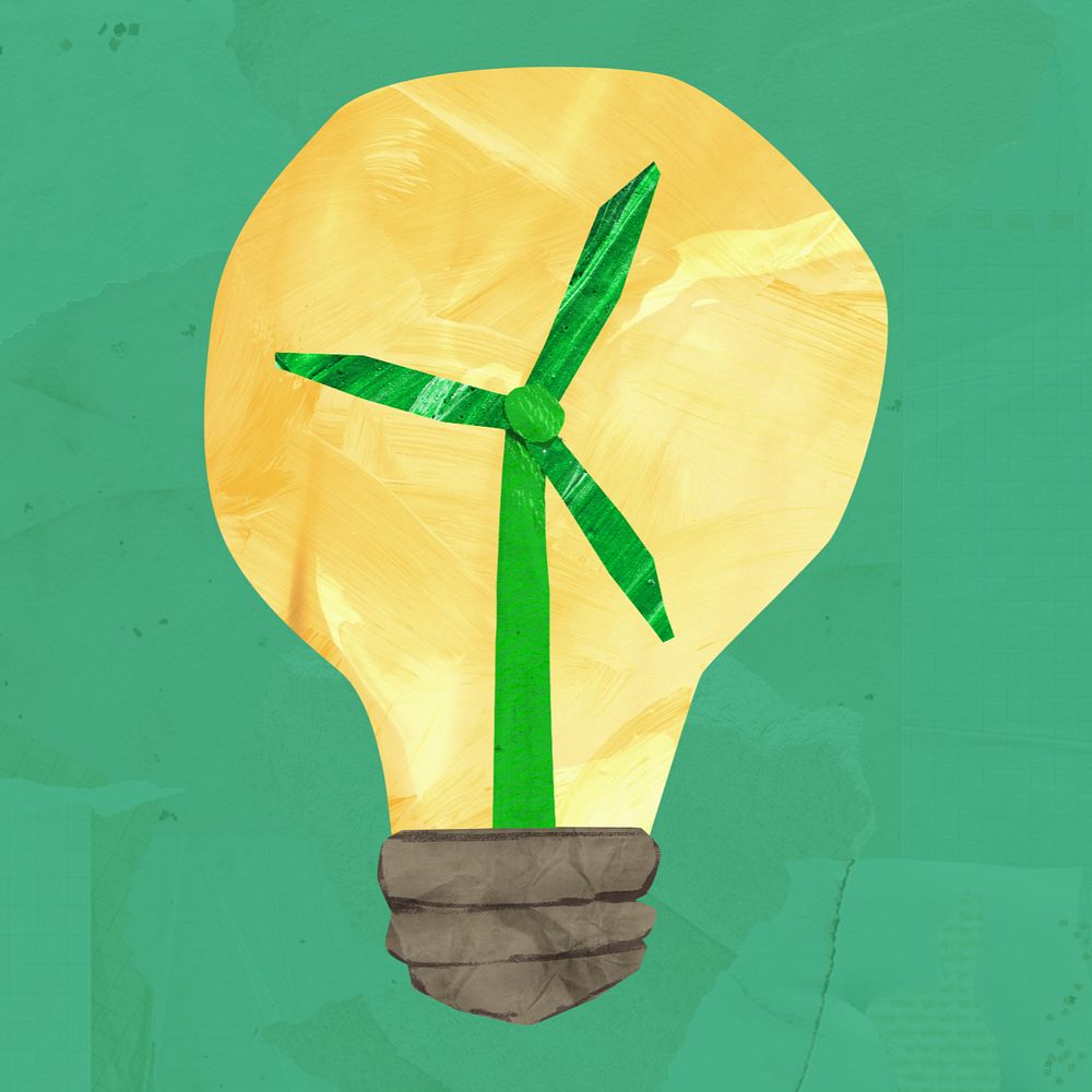 Wind turbine bulb, environment paper craft, editable design