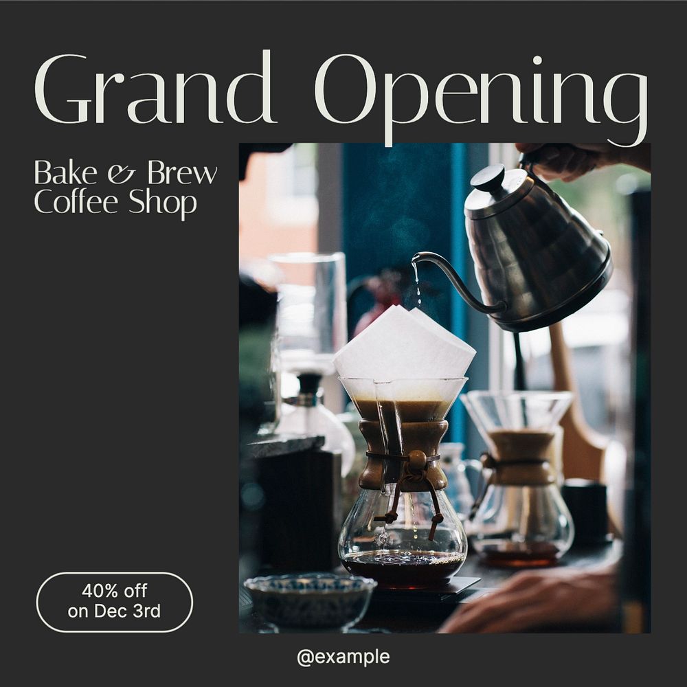 Grand opening Instagram post template, editable text