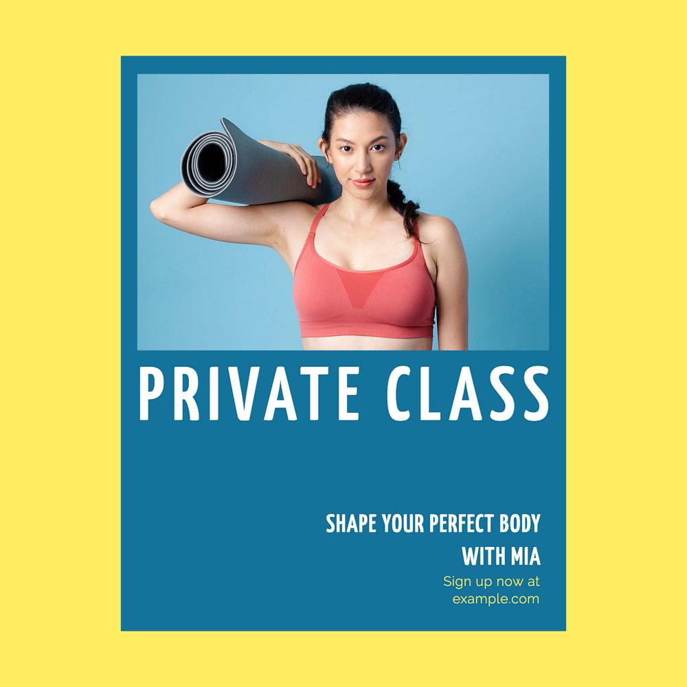 Private class, fitness Instagram post template, editable text