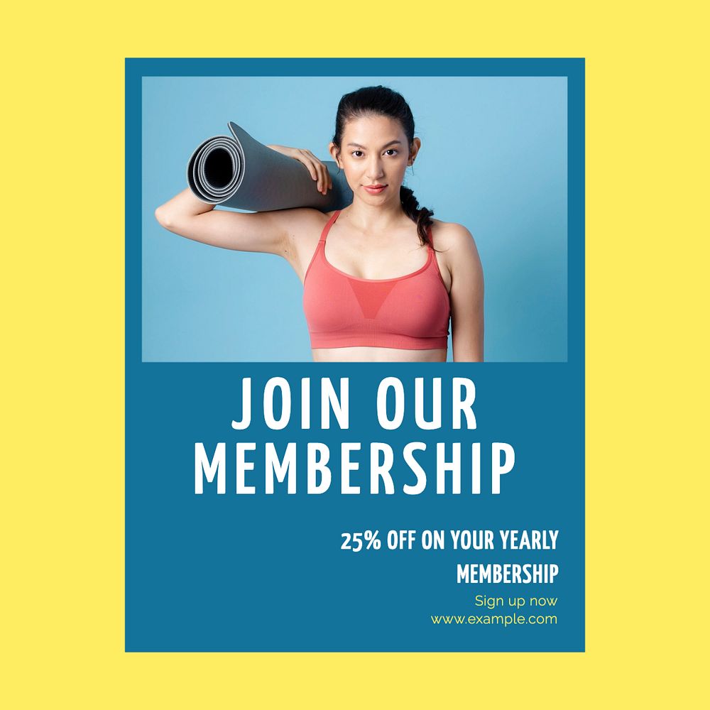 Membership Instagram post template, editable text