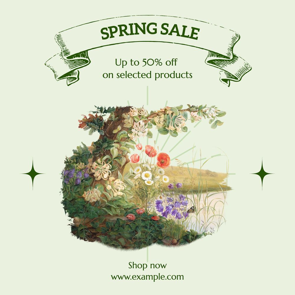 Spring sale Instagram post template, editable text