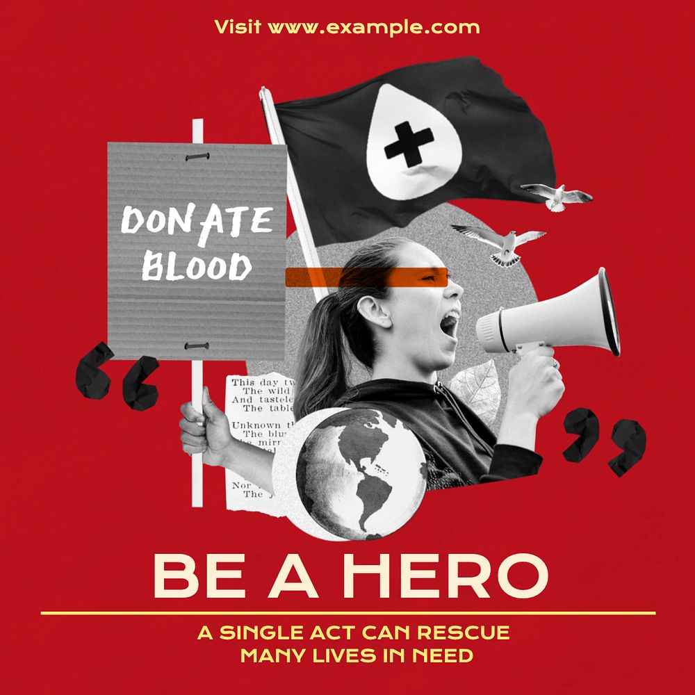 Be a hero Instagram post template, editable text