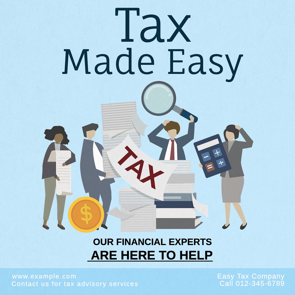 Tax counseling service Instagram post template, editable text