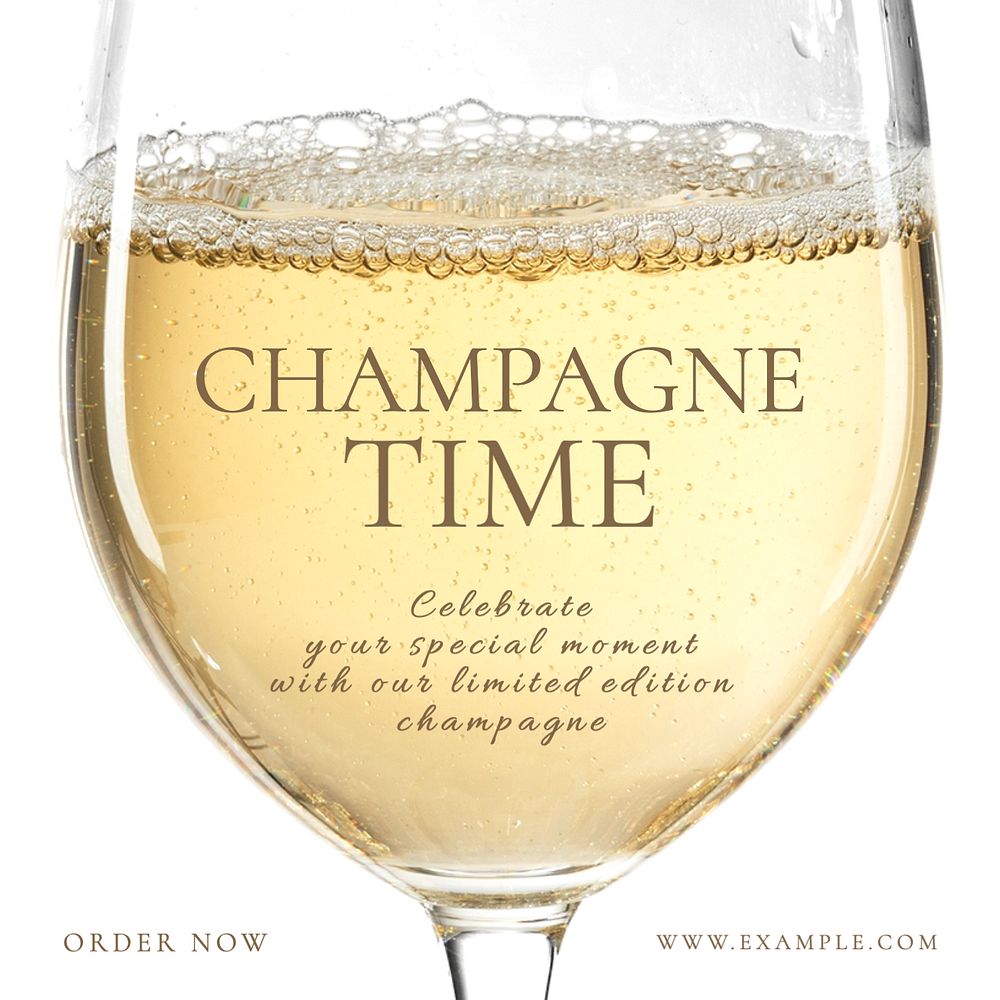 Champagne time Instagram post template, editable text