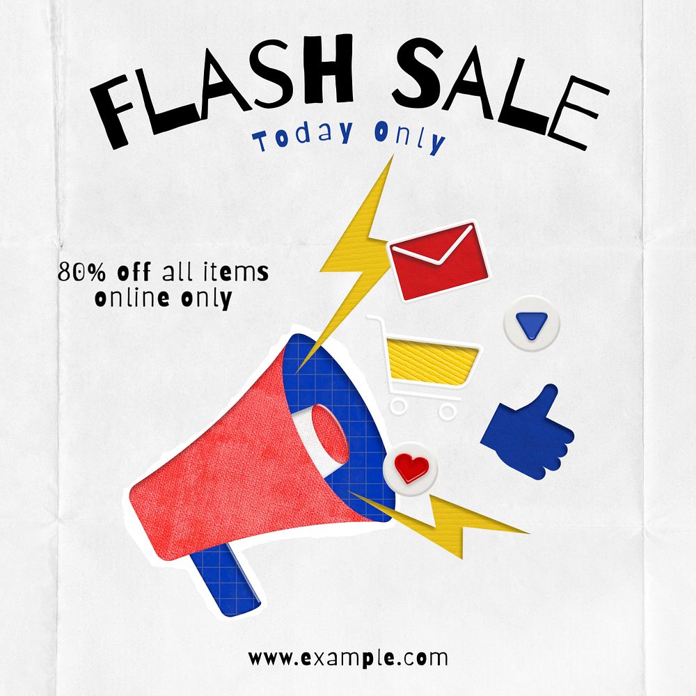 Flash sale Instagram post template, editable text