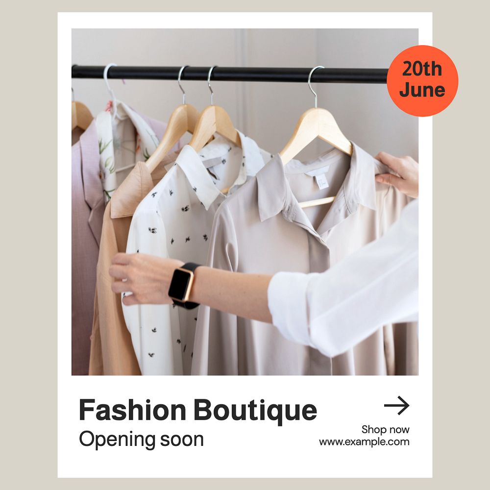 Fashion boutique Instagram post template, editable text