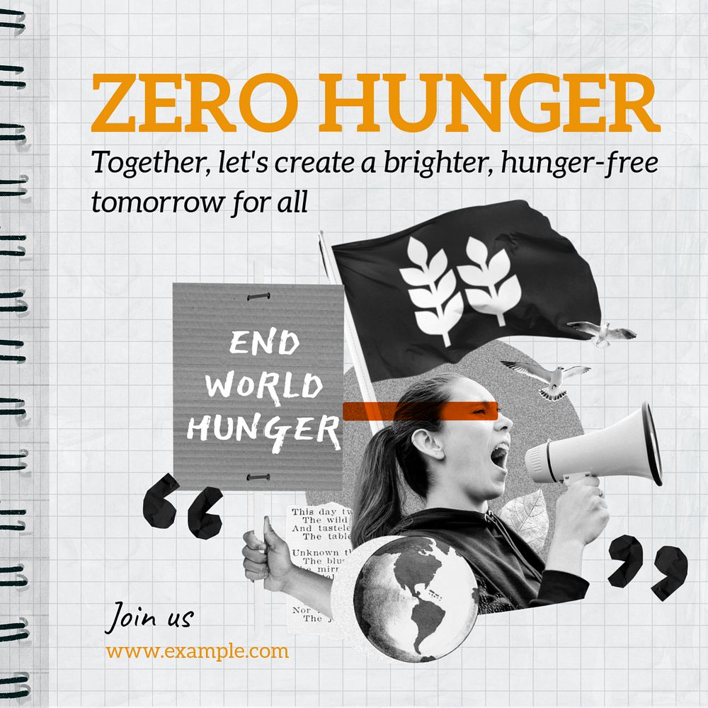 Zero hunger Instagram post template, editable text