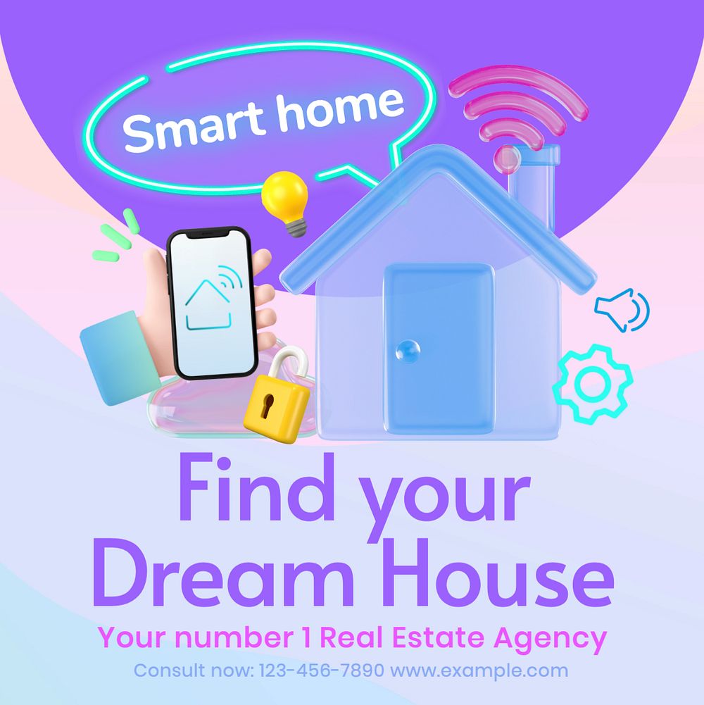 Dream home Instagram post template, editable text