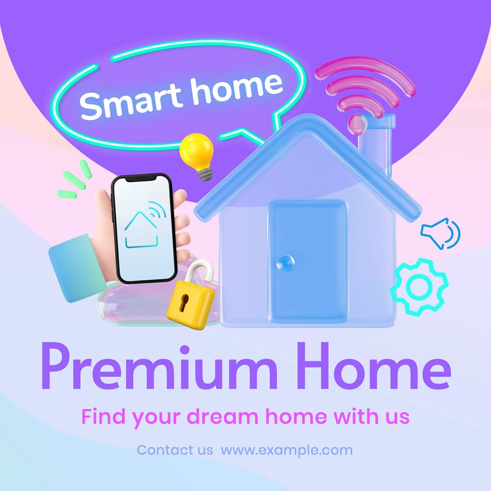 Premium home Instagram post template, editable text