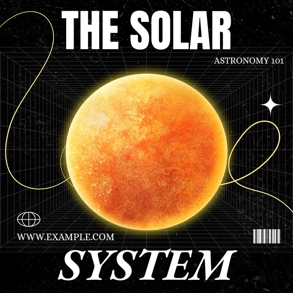 Solar system class Instagram post template, editable text
