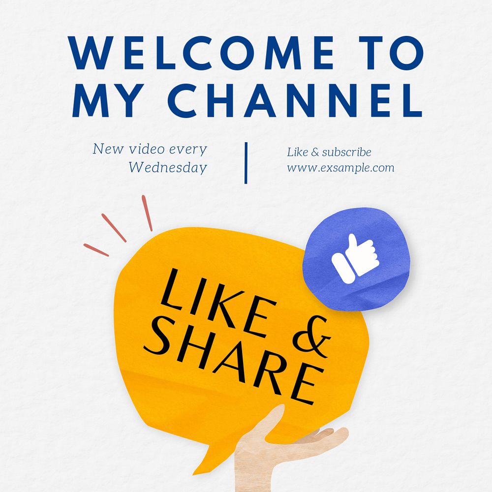 Welcome to my channel Instagram post template, editable text