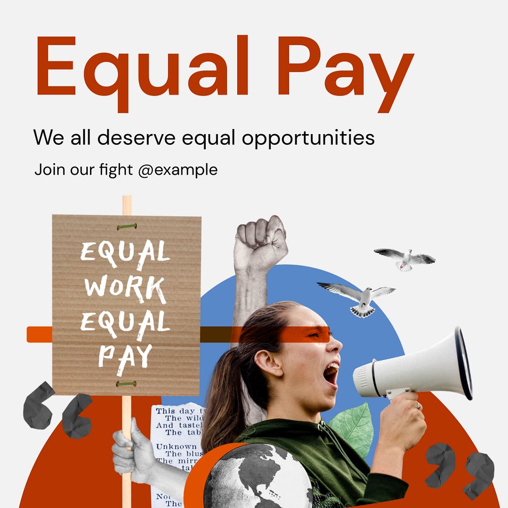 Equal pay Instagram post template, editable text