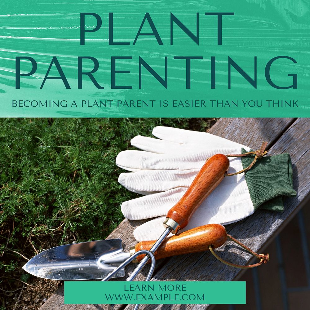 Plant parenting Instagram post template, editable text