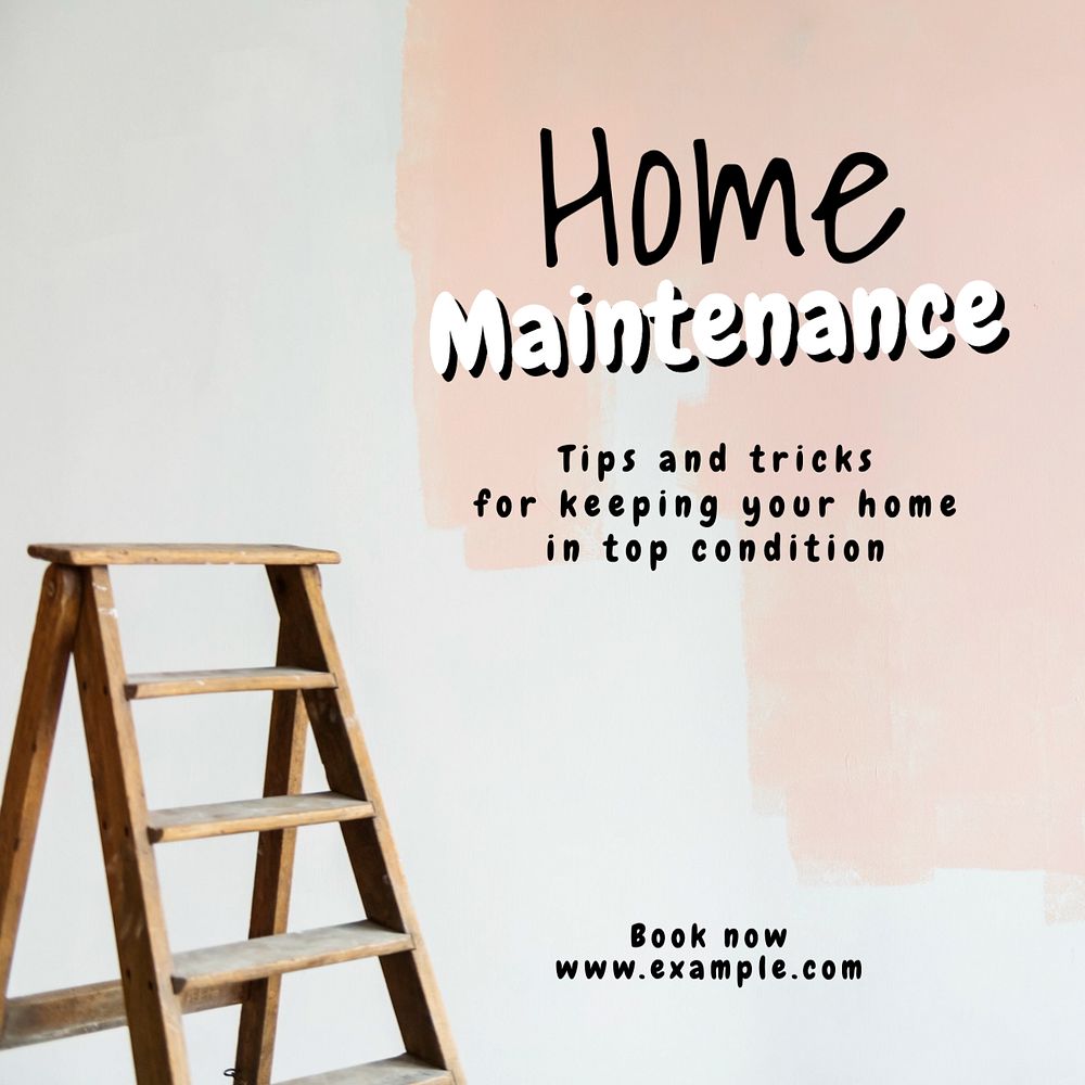 Home maintenance Instagram post template, editable text