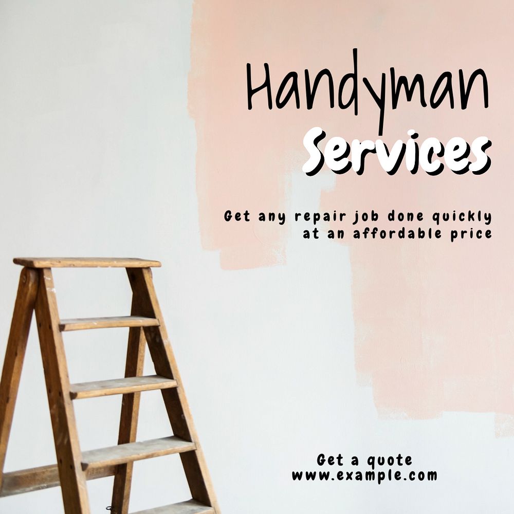 Handyman services Instagram post template, editable text