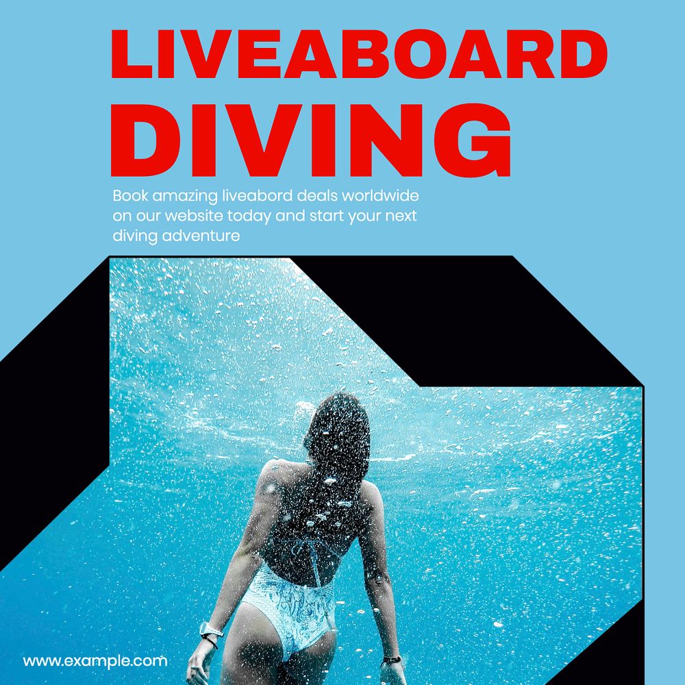 Liveaboard diving Instagram post template, editable text